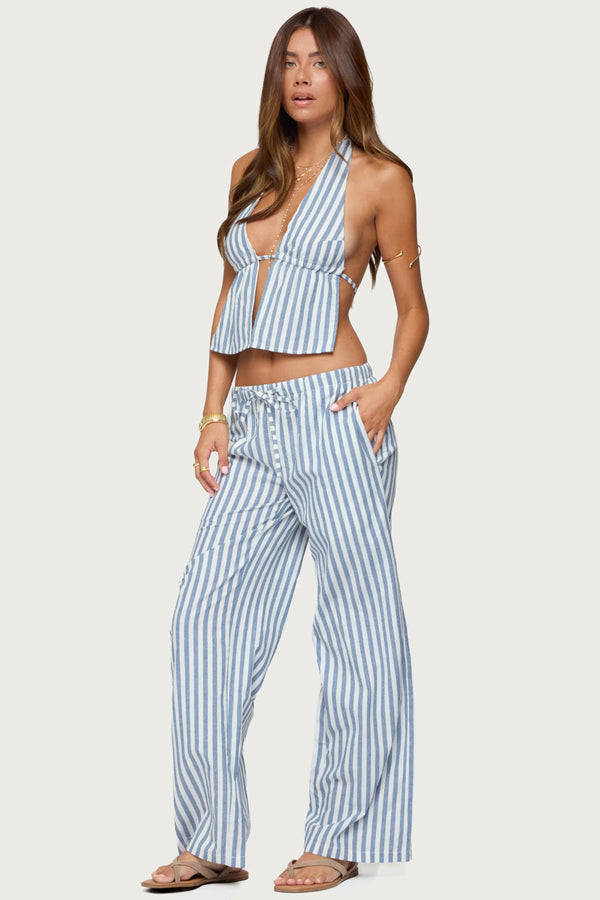 Edikted Macey Striped Pants Blue And White