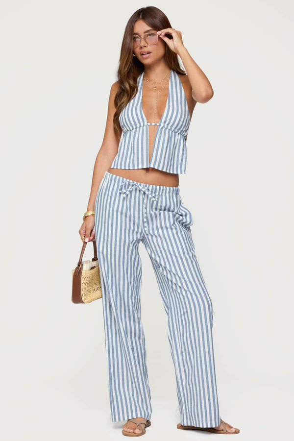 edikted Macey Striped Pants blue and white