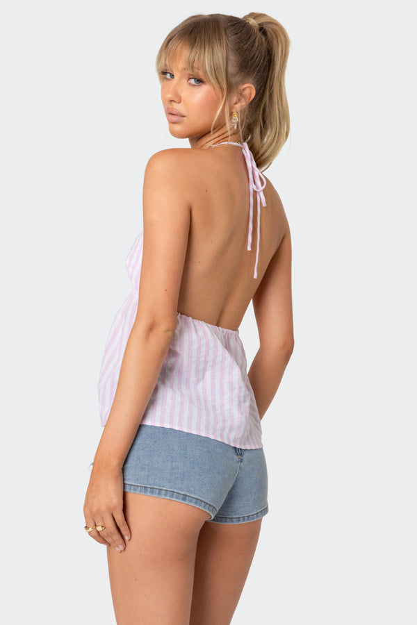 Edikted Madelyn Tie Front Top Pink