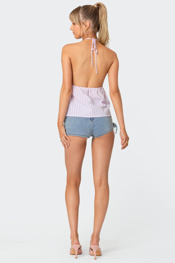 Edikted Madelyn Tie Front Top Pink