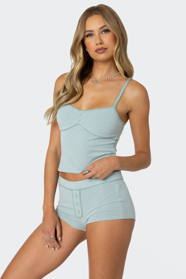 Edikted Maelle Pointelle Tank Top Sage