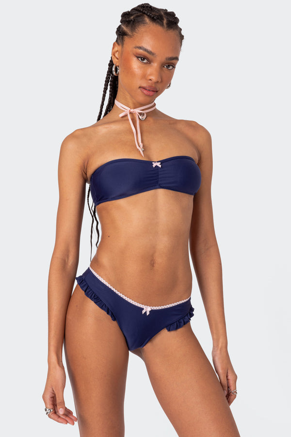 edikted Maggie Bandeau Bikini Top navy