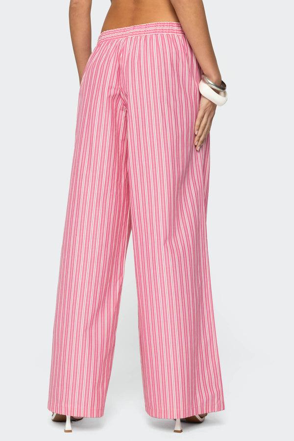Edikted Maggy Striped Wide Leg Pants Pink