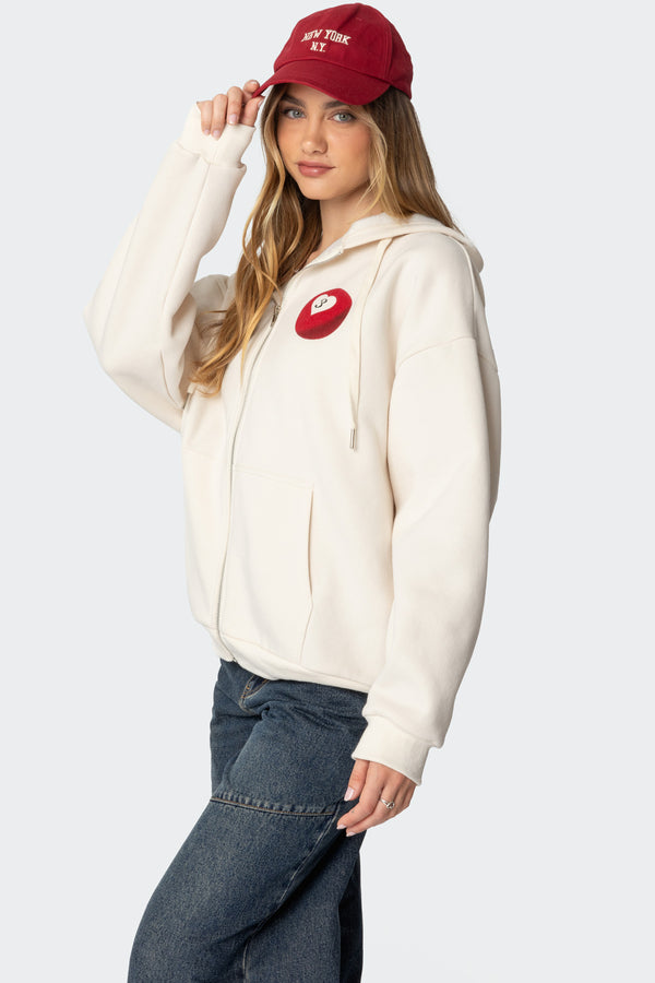 Edikted Magic 3 Oversized Zip Up Hoodie Cream