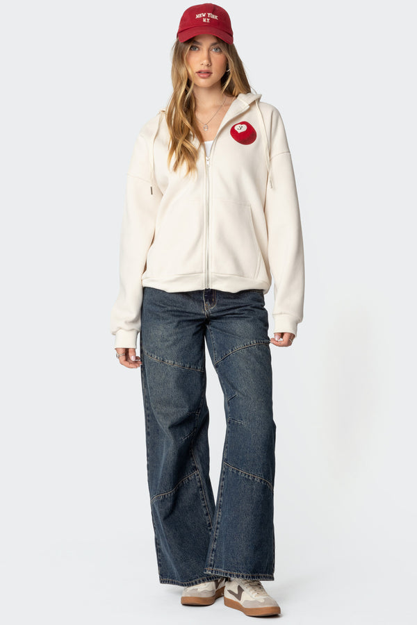 Edikted Magic 3 Oversized Zip Up Hoodie Cream