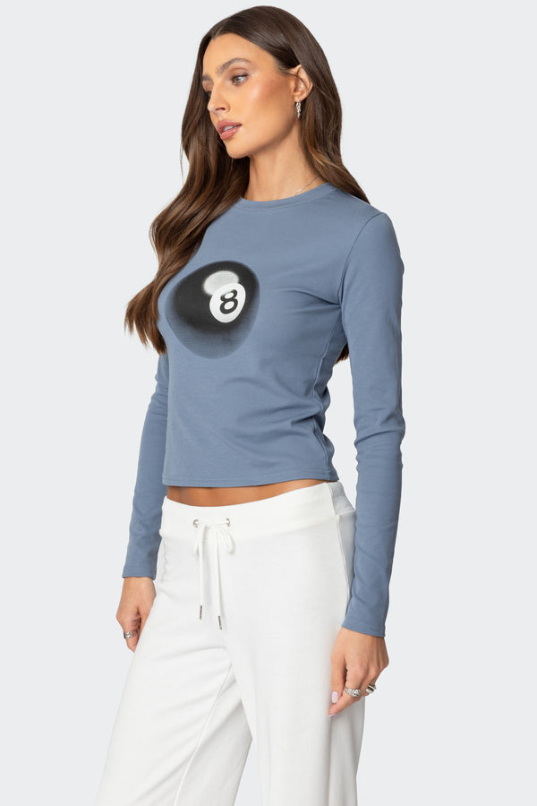 Edikted Magic 8 Long Sleeve T Shirt Blue