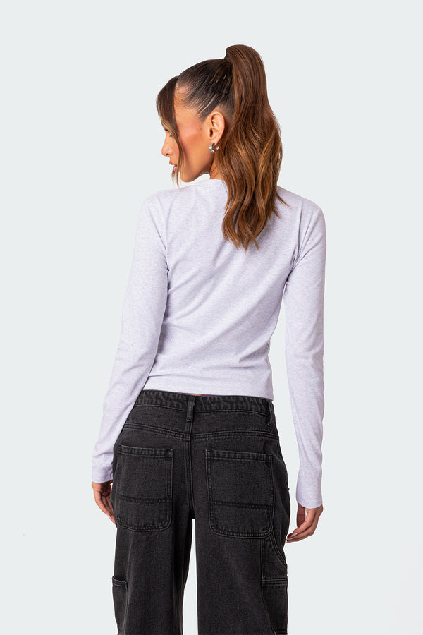 Edikted Magic 8 Long Sleeve T Shirt Gray Melange