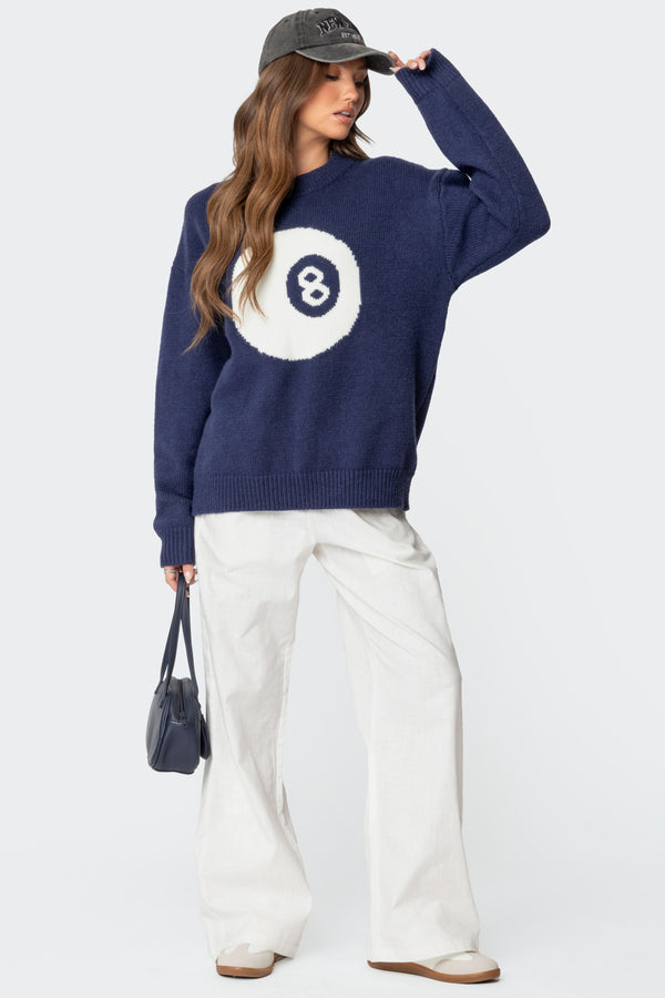 Edikted Magic 8 Oversized Chunky Knit Sweater Navy