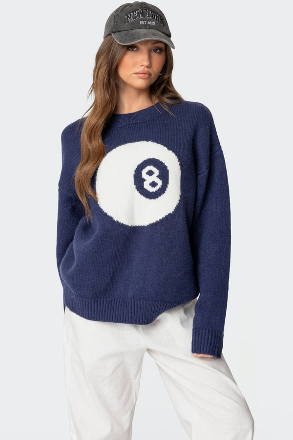 Edikted Magic 8 Oversized Chunky Knit Sweater Navy