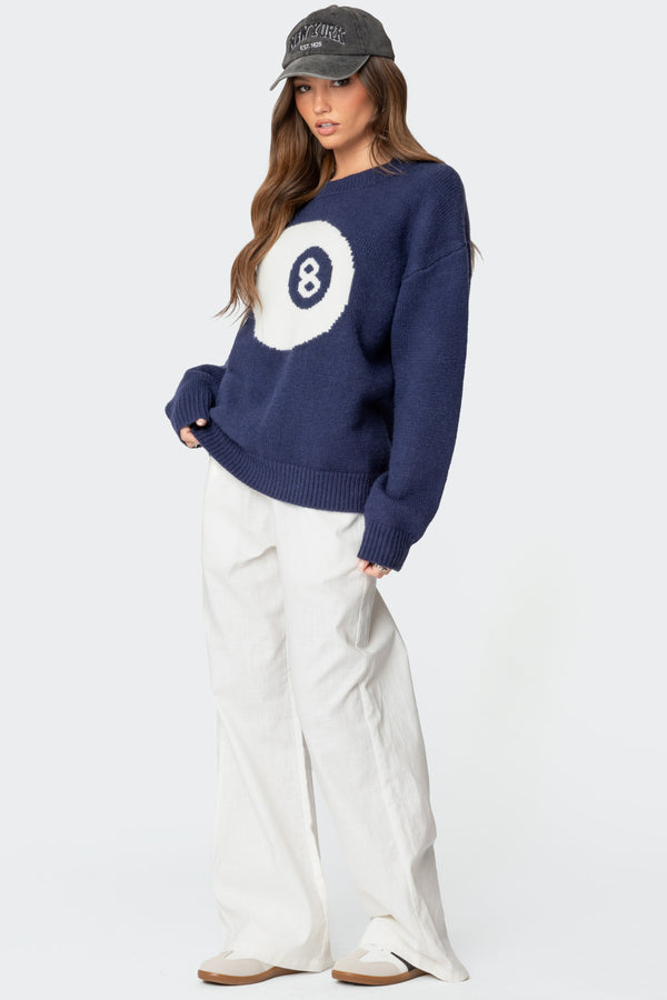 Edikted Magic 8 Oversized Chunky Knit Sweater Navy