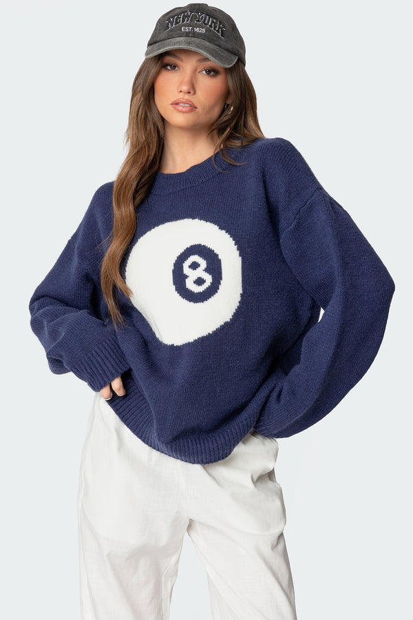 edikted Magic 8 Oversized Chunky Knit Sweater navy