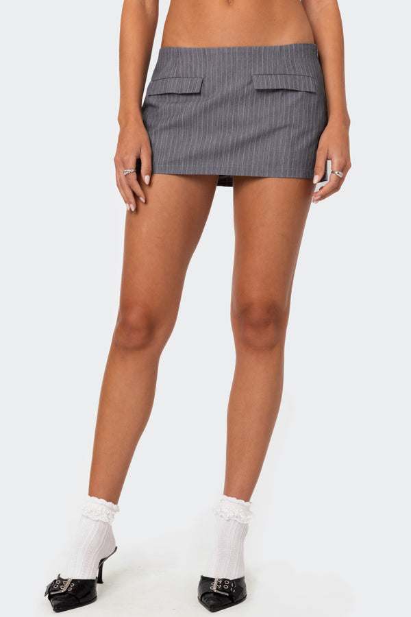 Edikted Magnolia Pinstripe Mini Skort Gray