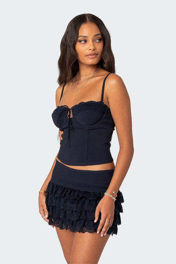 Edikted Maisie Lacey Cupped Corset Navy