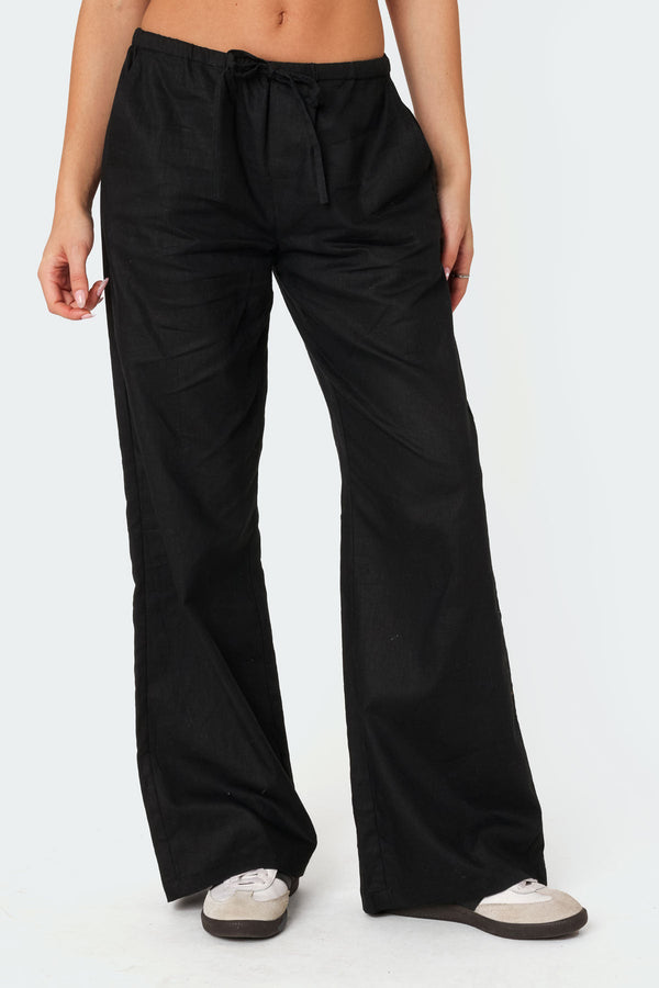 Edikted Maison Linen Look Pants Black