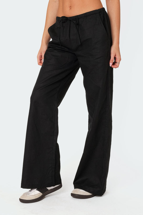 Edikted Maison Linen Look Pants Black