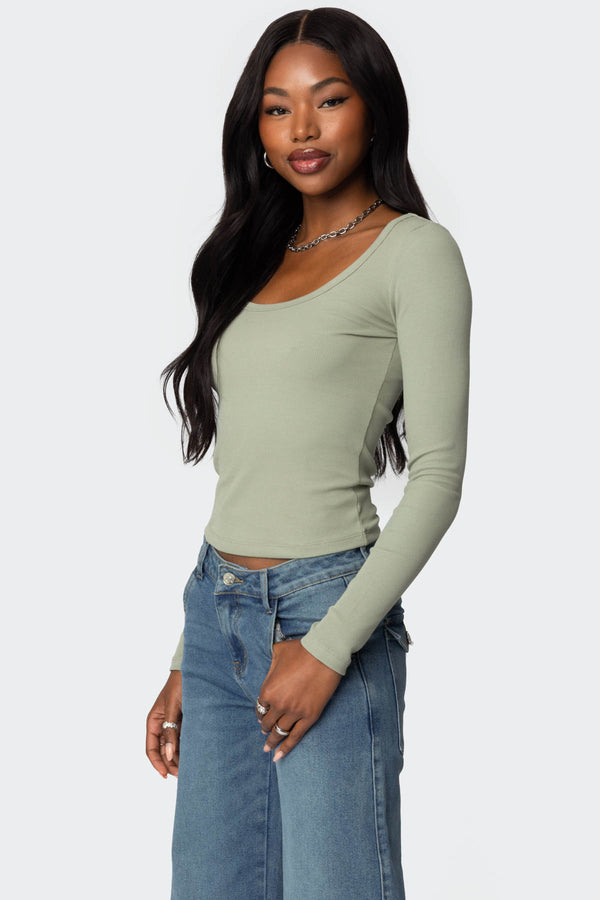Edikted Makenna Scoop Neck Top Green