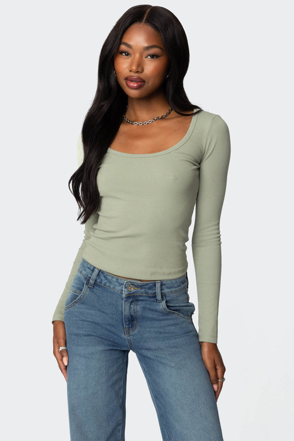edikted Makenna Scoop Neck Top green