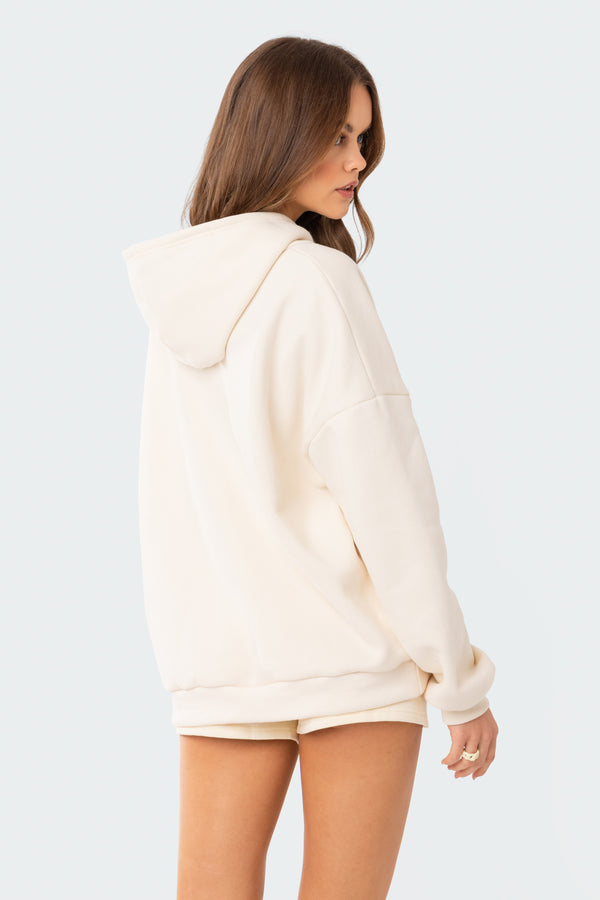 Edikted Malibu High Hoodie Cream
