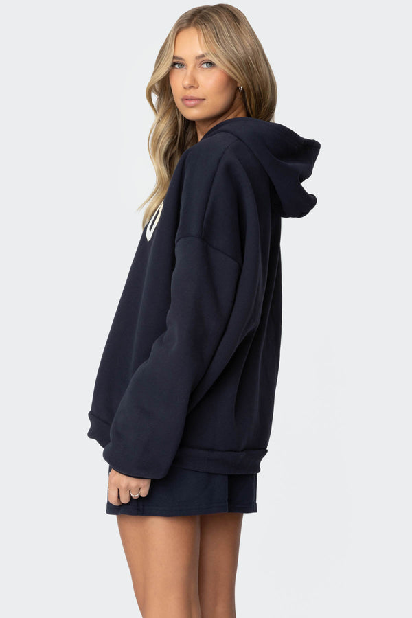 Edikted Malibu High Hoodie Navy