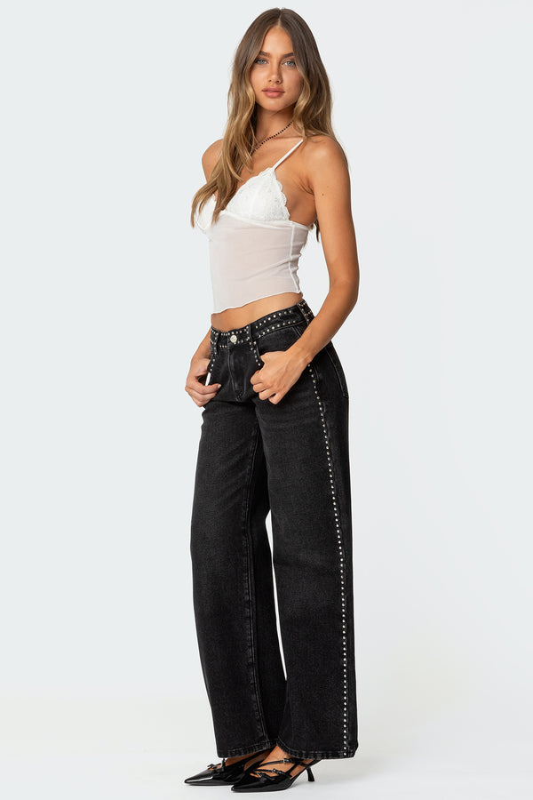 Edikted Malika Lacey Sheer Mesh Tank Top White