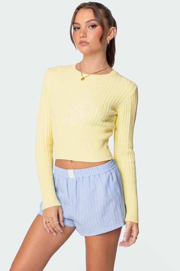 Edikted Mallory Cable Knit Sweater Yellow