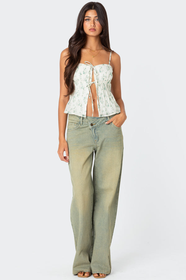 Edikted Malmo Printed Tie Front Top Mix