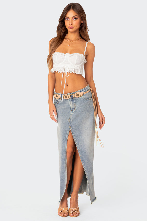 Edikted Mandy Cropped Cotton Lace Corset White
