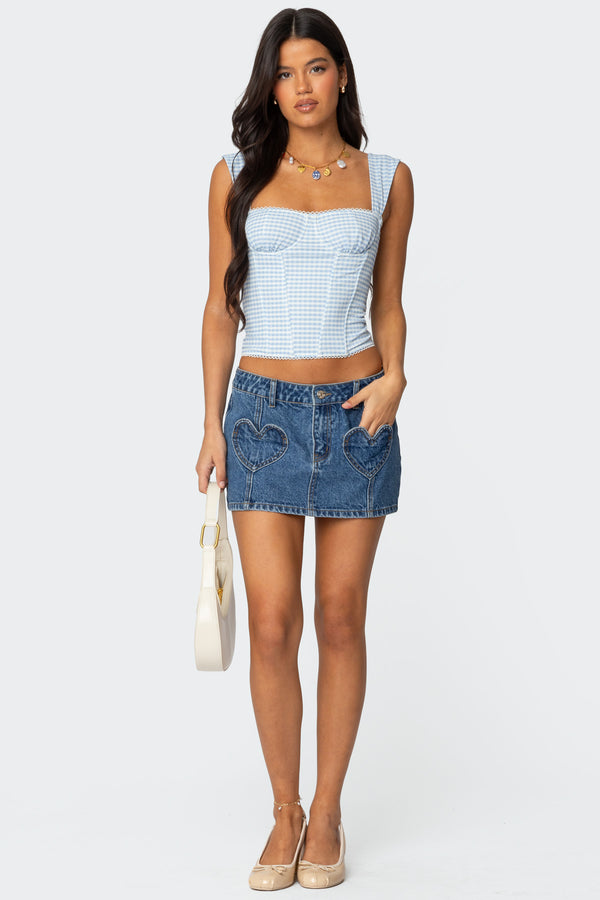 Edikted Marcella Wide Strap Mesh Corset Light Blue
