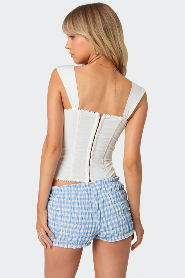 Edikted Marcella Wide Strap Mesh Corset White