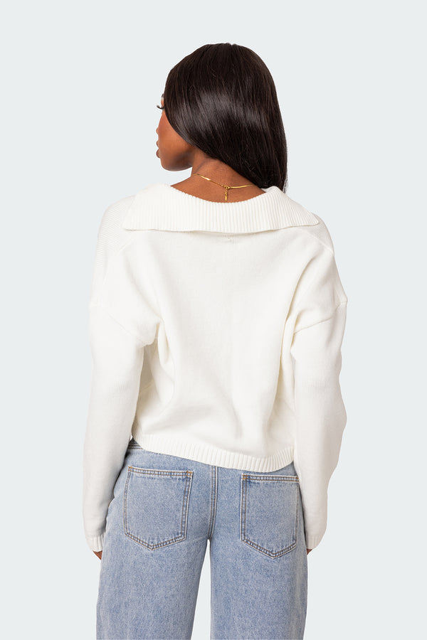 Edikted Marcie Oversize Cropped Sweater Cream