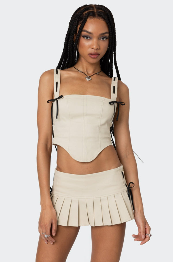 edikted Margaret Ribbon Corset beige