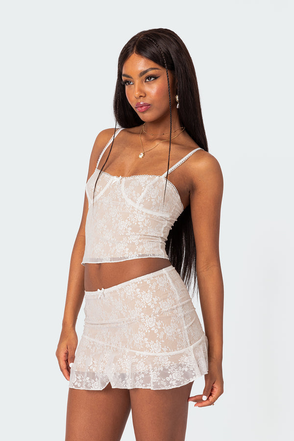 Edikted Maria Lace Cupped Tank Top White