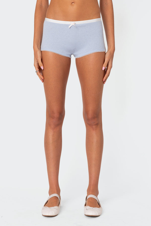 Edikted Mariana Pointelle Micro Shorts Light Blue