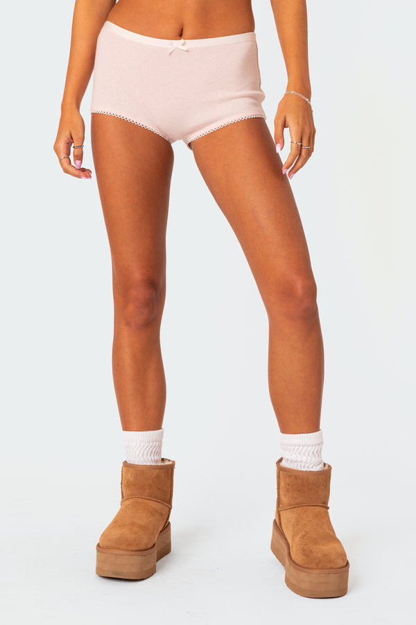 Edikted Mariana Pointelle Micro Shorts Light Pink
