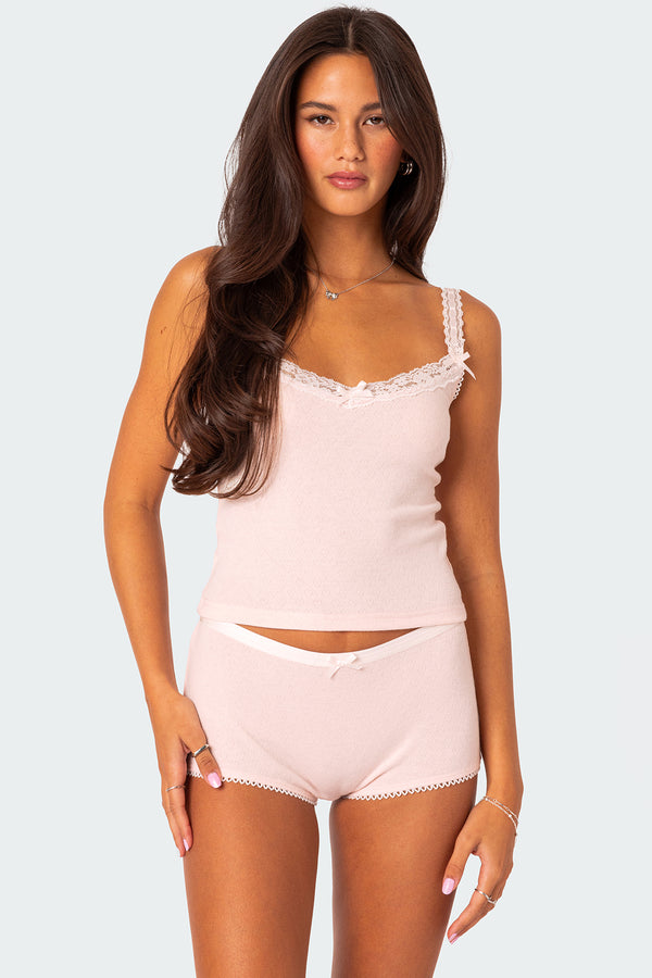 edikted Mariana Pointelle Tank Top light pink