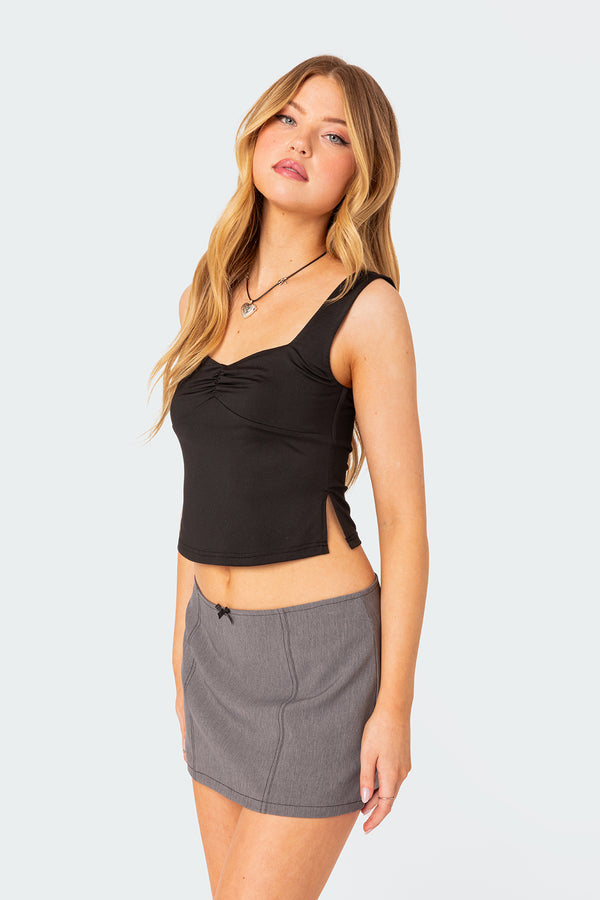 Edikted Marigold Side Slit Top Black