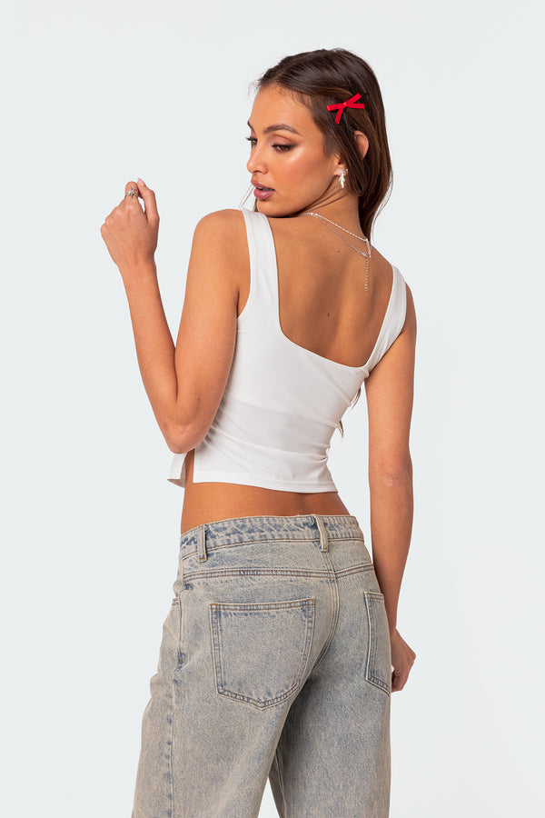 Edikted Marigold Side Slit Top White