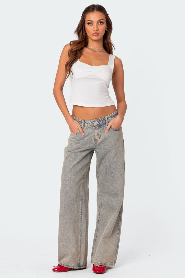 edikted Marigold Side Slit Top white