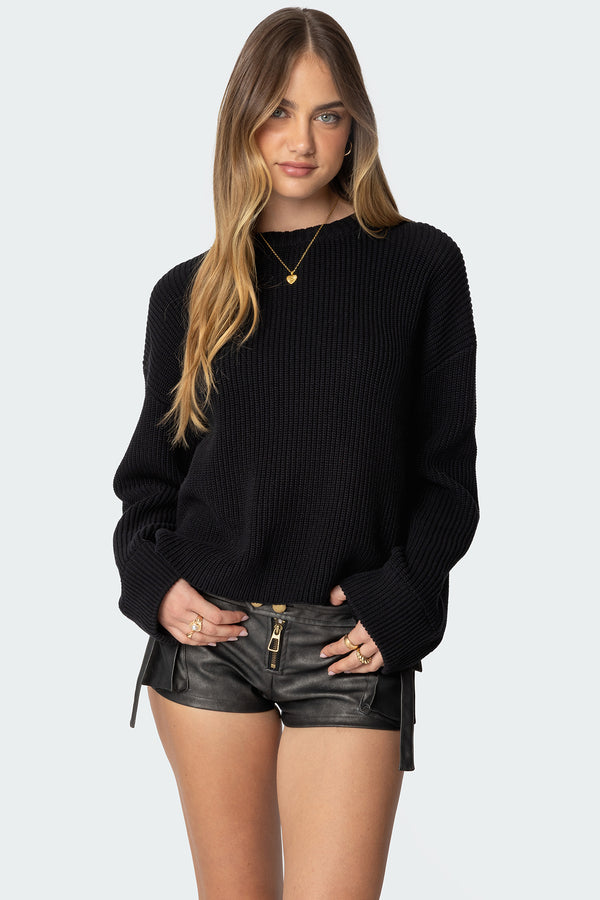 edikted Marleen Oversized Knit Sweater black