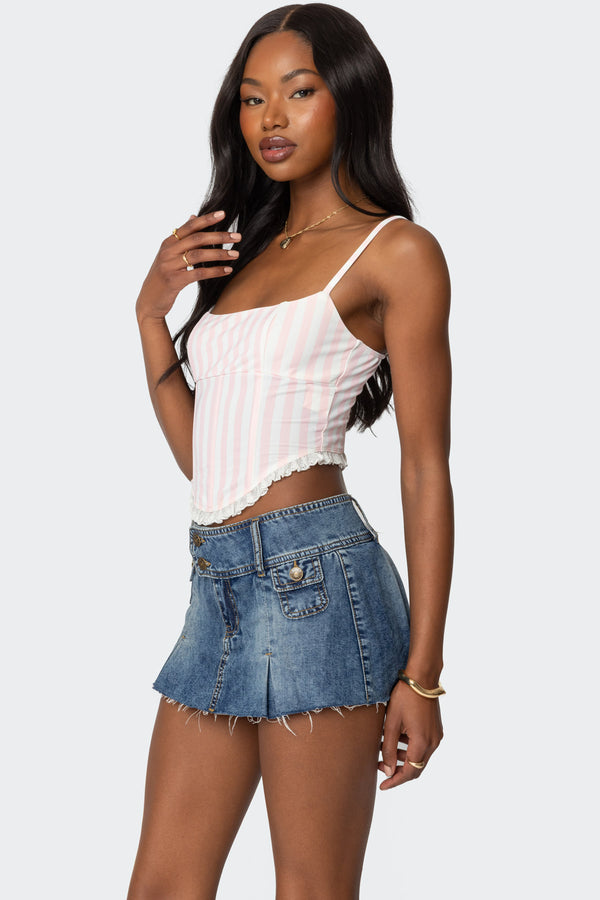 Edikted Marlen Striped Corset Light Pink