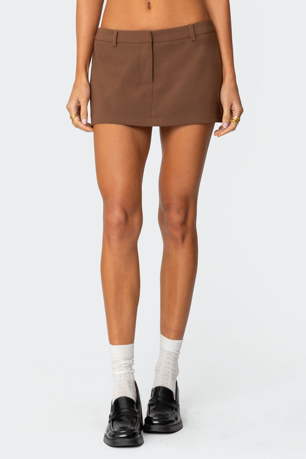 Edikted Marlie Tailored Micro Mini Skort Brown