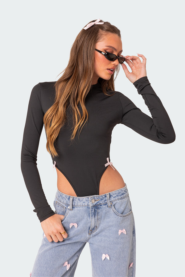 Edikted Marlo High Cut Bodysuit Black