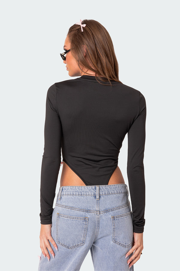 Edikted Marlo High Cut Bodysuit Black