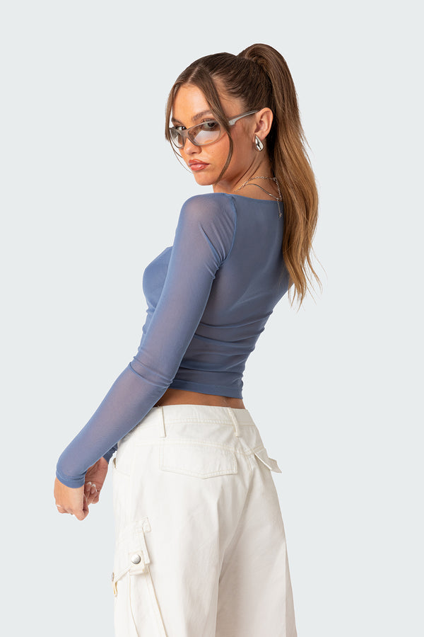 Edikted Marta Mesh Top Blue