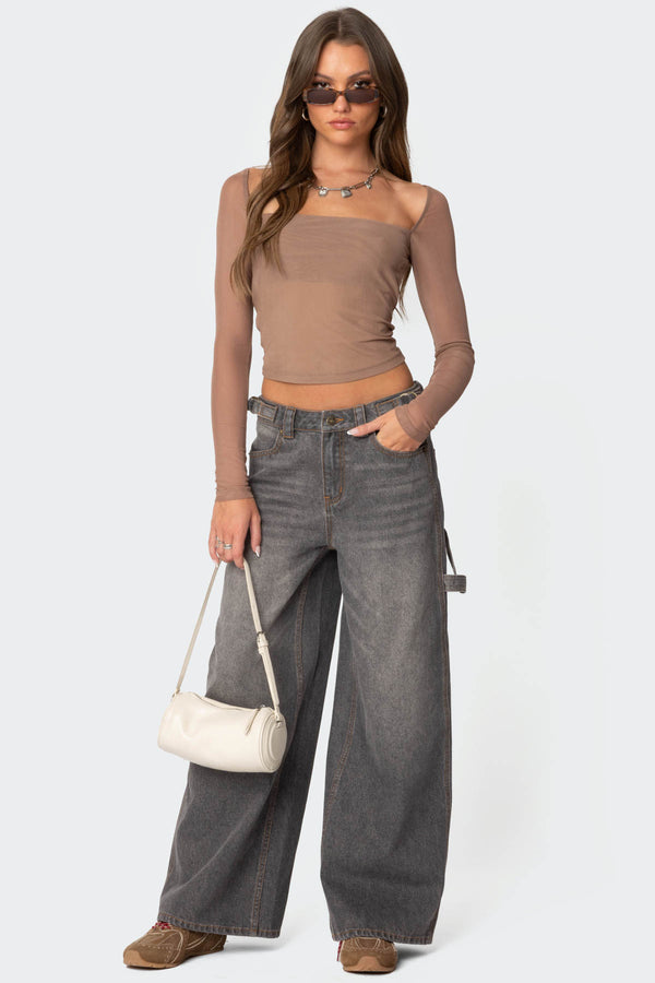 Edikted Marta Mesh Top Brown