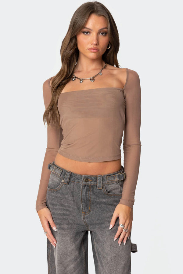 edikted Marta Mesh Top brown