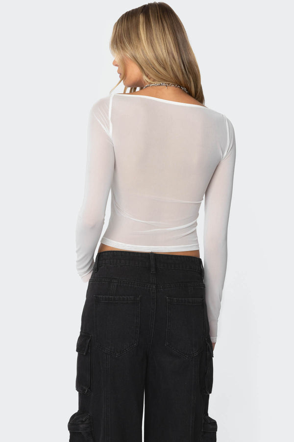 Edikted Marta Mesh Top White