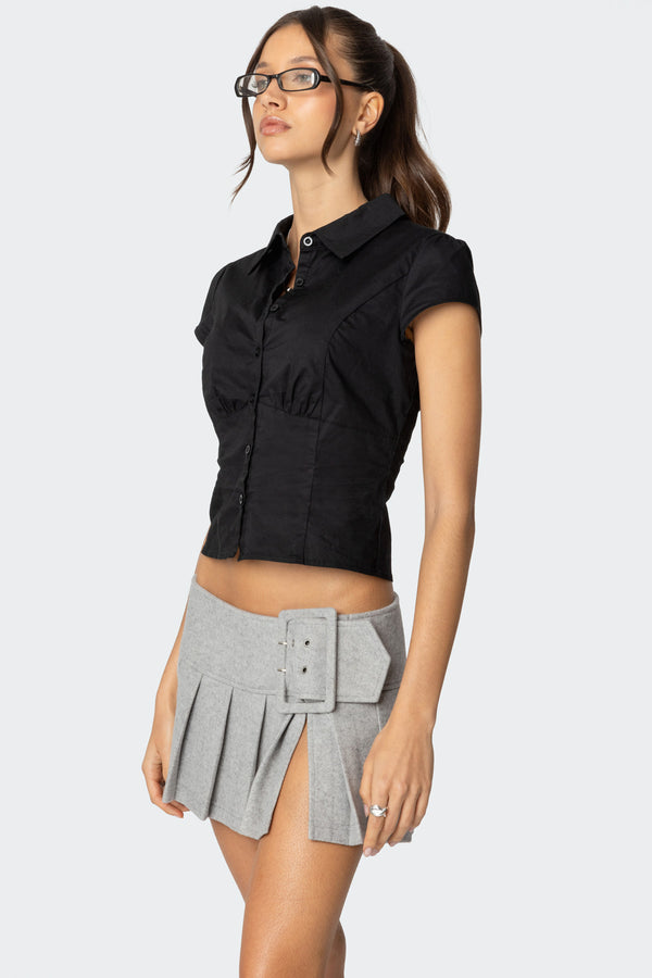 Edikted Massie Tailored Button Up Shirt Black