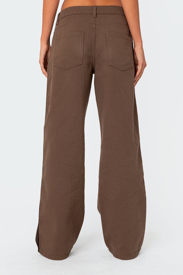 Edikted Mattie Slouchy Low Rise Jeans Olive