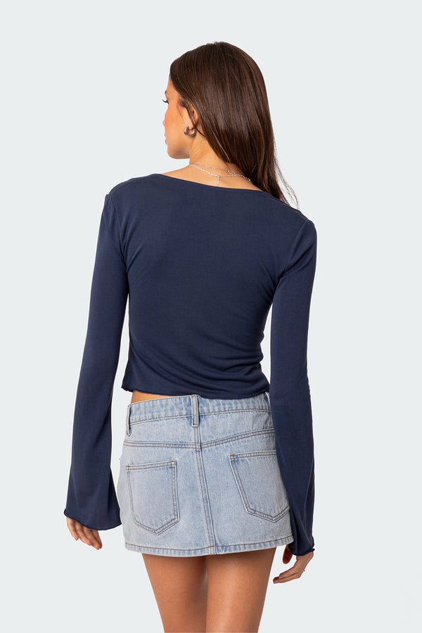 Edikted Maxine Twist Front Top Navy